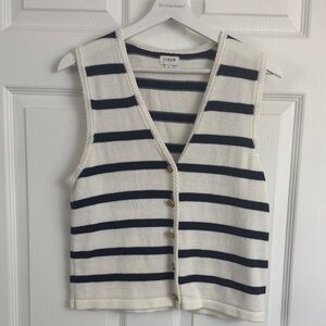 J. Crew Factory Navy and White Striped Vest